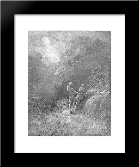 So Parted They The Angel Up To Heaven From The Thick Shade, And Adam To His Bower 20x24 Black Modern Wood Framed Art Print Poster by Dore, Gustave