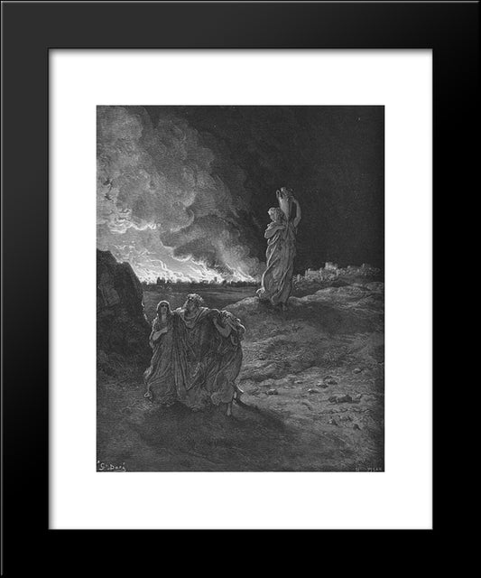 Sodom 20x24 Black Modern Wood Framed Art Print Poster by Dore, Gustave
