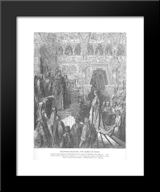 Solomon Receives The Queen Of Sheba 20x24 Black Modern Wood Framed Art Print Poster by Dore, Gustave