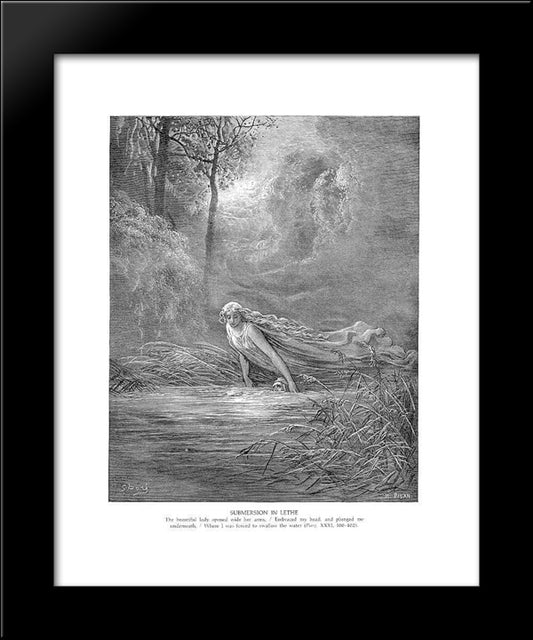 Submersion In Lethe 20x24 Black Modern Wood Framed Art Print Poster by Dore, Gustave