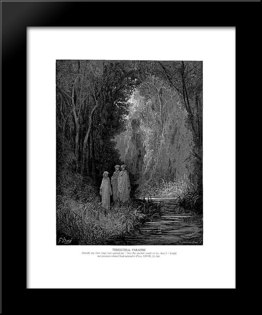 Terrestrial Paradise 20x24 Black Modern Wood Framed Art Print Poster by Dore, Gustave