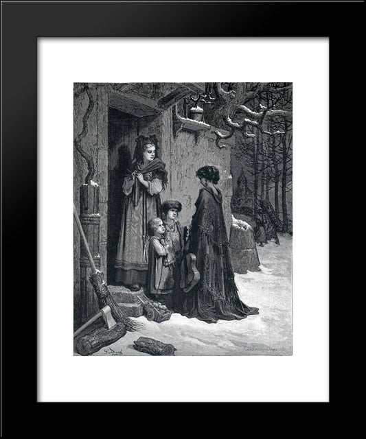 The Grasshopper And The Ant 20x24 Black Modern Wood Framed Art Print Poster by Dore, Gustave