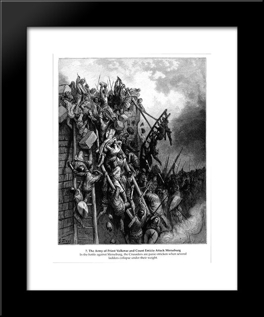 The Army Of Priest Volkmar And Count Emocio Attack Merseburg 20x24 Black Modern Wood Framed Art Print Poster by Dore, Gustave