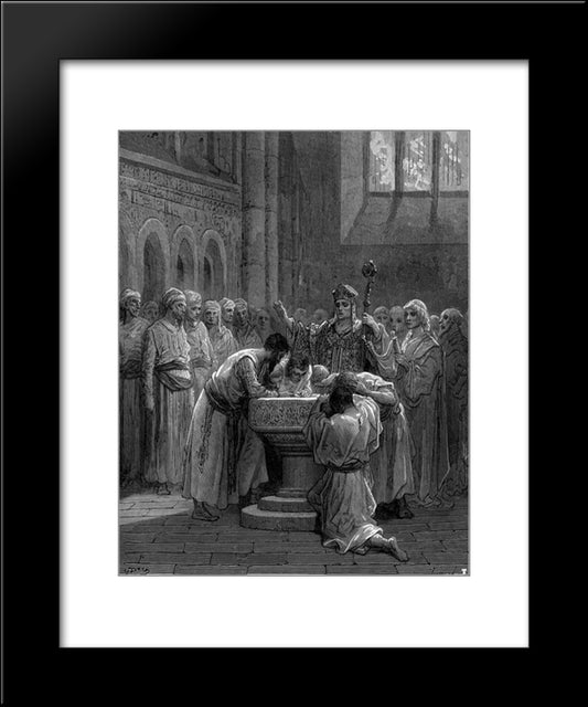 The Baptism Of Infidels 20x24 Black Modern Wood Framed Art Print Poster by Dore, Gustave