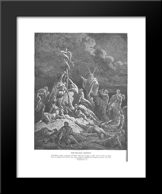 The Bronze Serpent 20x24 Black Modern Wood Framed Art Print Poster by Dore, Gustave