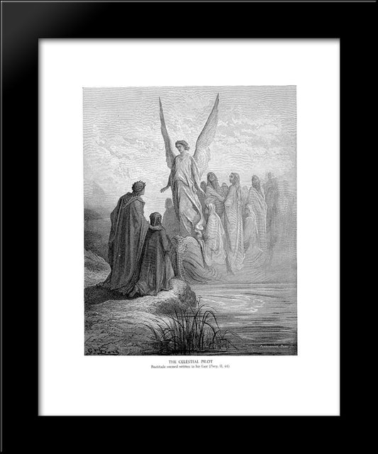 The Celestial Pilot 20x24 Black Modern Wood Framed Art Print Poster by Dore, Gustave