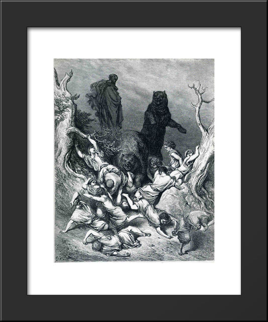 The Children Destroyed By Bears 20x24 Black Modern Wood Framed Art Print Poster by Dore, Gustave