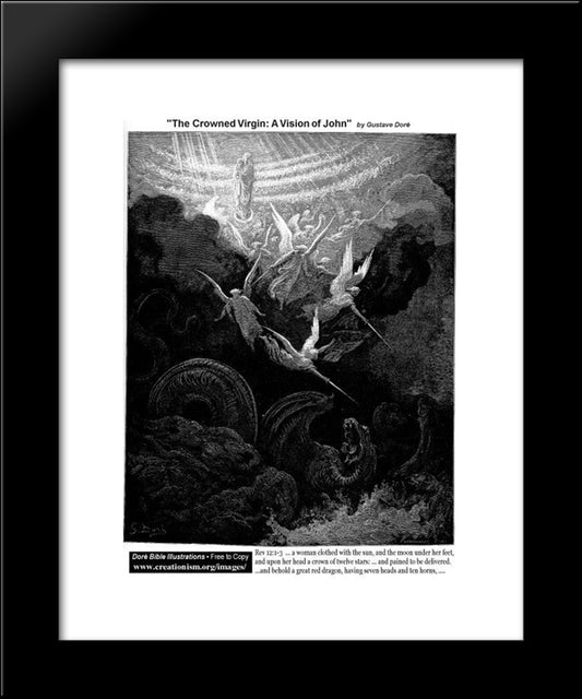 The Crowned Virgin Vision Of John 20x24 Black Modern Wood Framed Art Print Poster by Dore, Gustave
