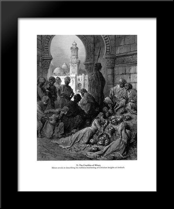 The Cruelties Of Bibars 20x24 Black Modern Wood Framed Art Print Poster by Dore, Gustave