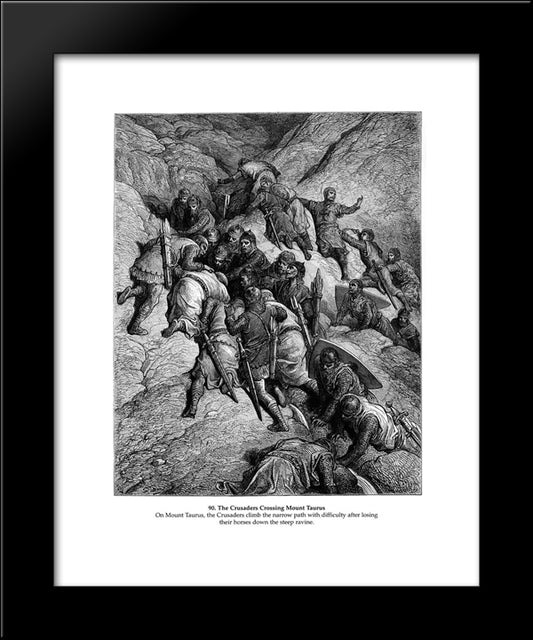 The Crusaders Crossing Mount Taurus 20x24 Black Modern Wood Framed Art Print Poster by Dore, Gustave