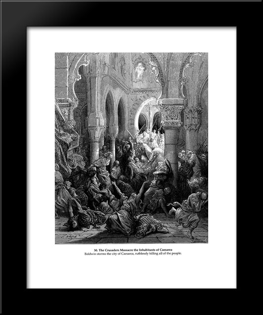 The Crusaders Massacre The Inhabitants Of Caesarea 20x24 Black Modern Wood Framed Art Print Poster by Dore, Gustave