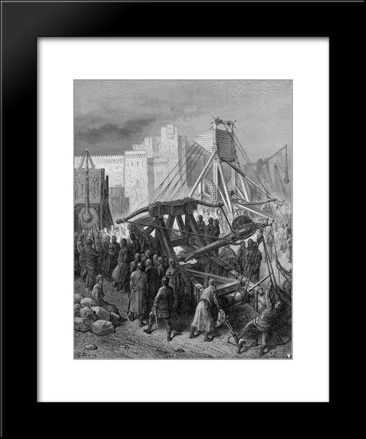 The Crusaders' War Machinery 20x24 Black Modern Wood Framed Art Print Poster by Dore, Gustave