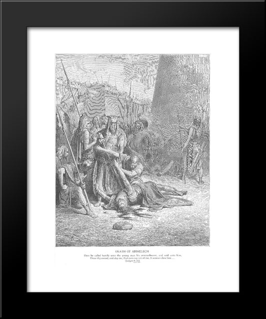 The Death Of Abimelech 20x24 Black Modern Wood Framed Art Print Poster by Dore, Gustave