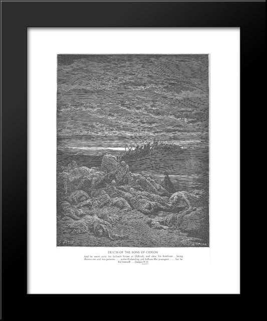 The Death Of Gideon'S Sons 20x24 Black Modern Wood Framed Art Print Poster by Dore, Gustave