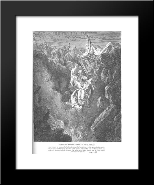 The Death Of Korah, Dathan, And Abiram 20x24 Black Modern Wood Framed Art Print Poster by Dore, Gustave