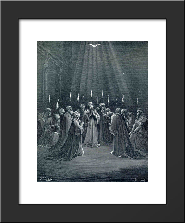 The Descent Of The Spirit 20x24 Black Modern Wood Framed Art Print Poster by Dore, Gustave