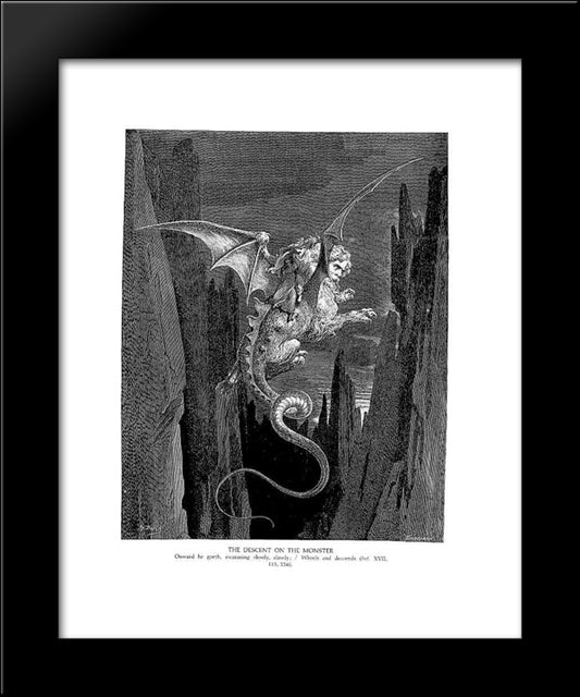 The Descent On The Monster 20x24 Black Modern Wood Framed Art Print Poster by Dore, Gustave