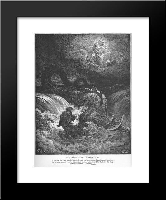 The Destruction Of Leviathan 20x24 Black Modern Wood Framed Art Print Poster by Dore, Gustave