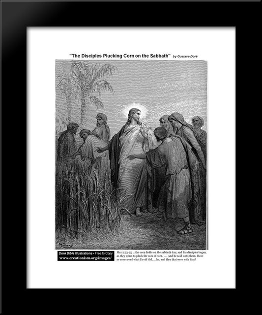The Disciples Plucking Corn On The Sabbath 20x24 Black Modern Wood Framed Art Print Poster by Dore, Gustave