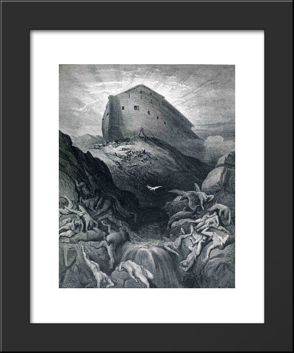 The Dove Sent Forth From The Ark 20x24 Black Modern Wood Framed Art Print Poster by Dore, Gustave