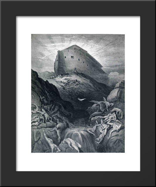 The Dove Sent Forth From The Ark 20x24 Black Modern Wood Framed Art Print Poster by Dore, Gustave