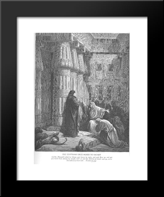 The Egyptians Ask Moses To Depart 20x24 Black Modern Wood Framed Art Print Poster by Dore, Gustave