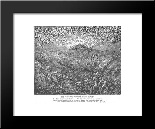 The Egyptians Drown In The Sea 20x24 Black Modern Wood Framed Art Print Poster by Dore, Gustave