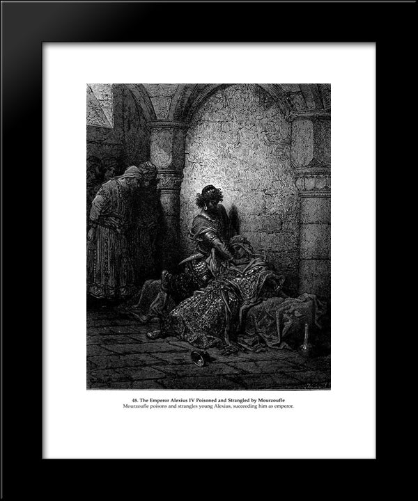 The Emperor Alexius Iv Poisoned And Strangled By Mourzoufle 20x24 Black Modern Wood Framed Art Print Poster by Dore, Gustave