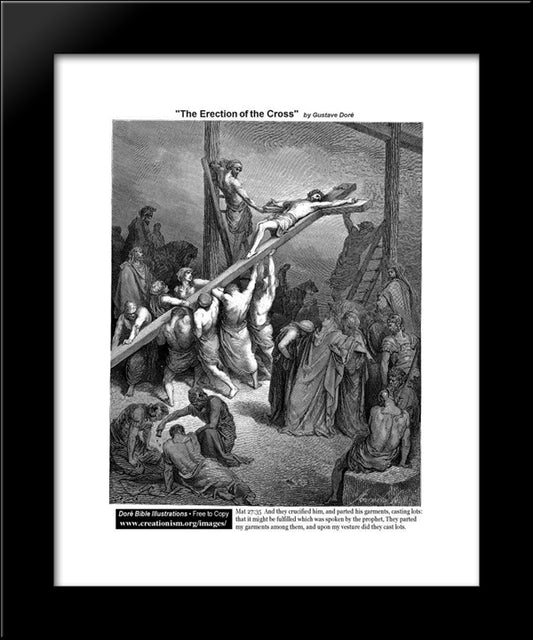 The Erection Of The Cross 20x24 Black Modern Wood Framed Art Print Poster by Dore, Gustave