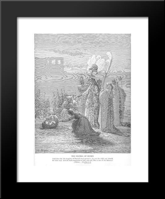 The Finding Of Moses 20x24 Black Modern Wood Framed Art Print Poster by Dore, Gustave