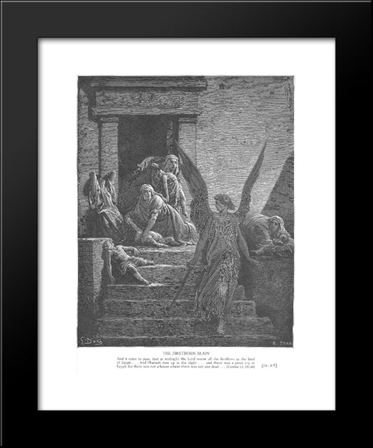 The Firstborn Of The Egyptians Are Slain 20x24 Black Modern Wood Framed Art Print Poster by Dore, Gustave