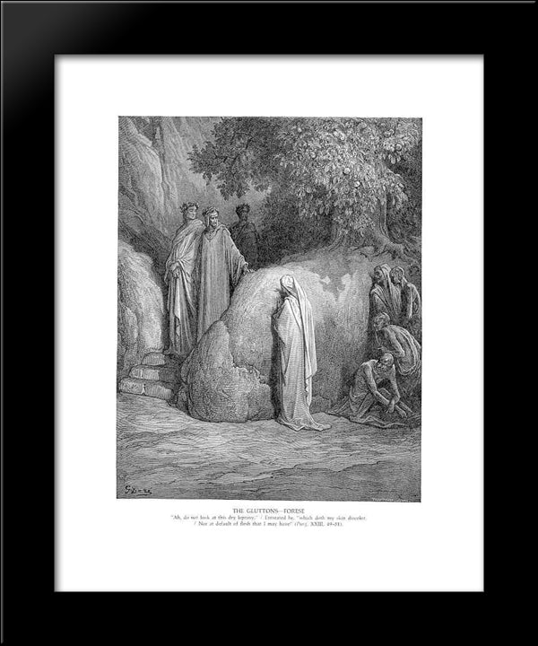 The Gluttons--Forese 20x24 Black Modern Wood Framed Art Print Poster by Dore, Gustave