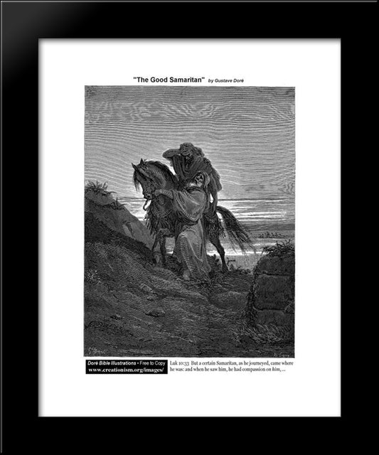 The Good Samaritan 20x24 Black Modern Wood Framed Art Print Poster by Dore, Gustave