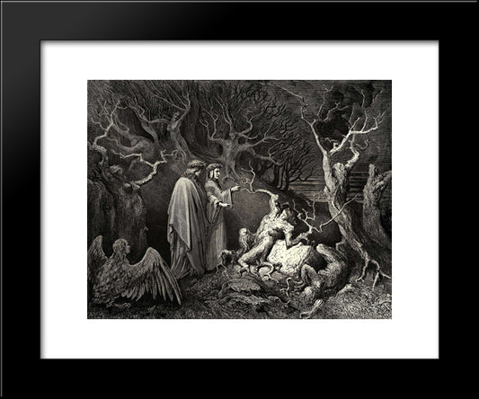 The Inferno, Canto 13 20x24 Black Modern Wood Framed Art Print Poster by Dore, Gustave