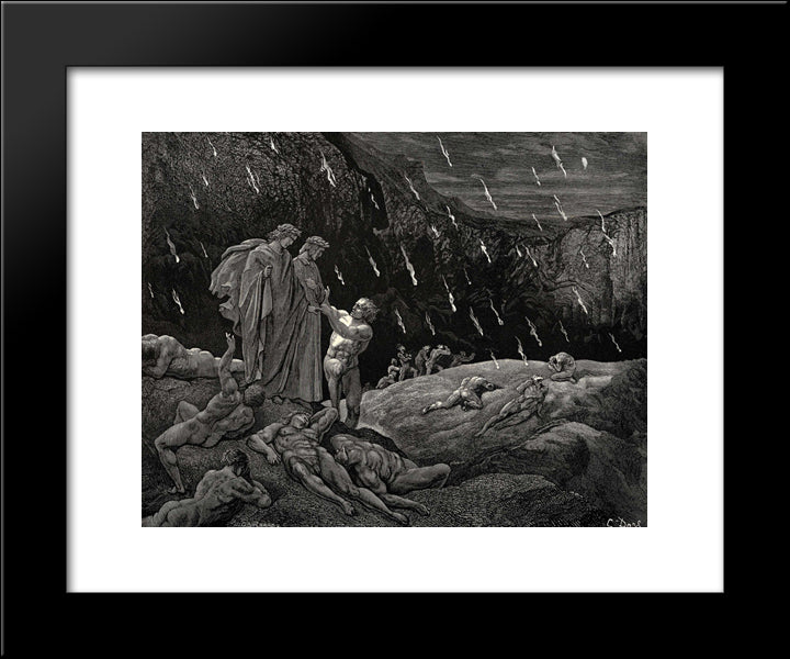 The Inferno, Canto 15 20x24 Black Modern Wood Framed Art Print Poster by Dore, Gustave