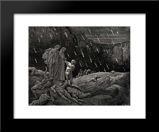 The Inferno, Canto 15 20x24 Black Modern Wood Framed Art Print Poster by Dore, Gustave