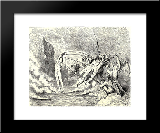 The Inferno, Canto 21 20x24 Black Modern Wood Framed Art Print Poster by Dore, Gustave