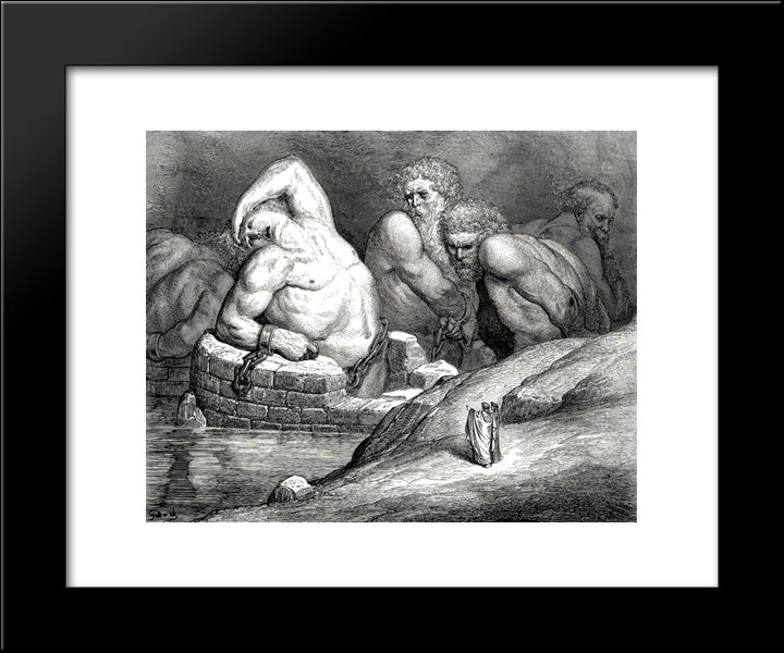 The Inferno, Canto 31 20x24 Black Modern Wood Framed Art Print Poster by Dore, Gustave