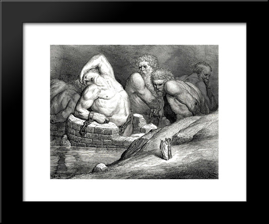 The Inferno, Canto 31 20x24 Black Modern Wood Framed Art Print Poster by Dore, Gustave