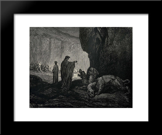 The Inferno, Canto 6 20x24 Black Modern Wood Framed Art Print Poster by Dore, Gustave