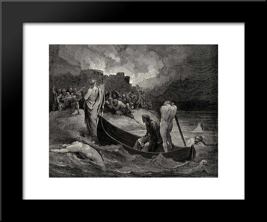 The Inferno, Canto 8 20x24 Black Modern Wood Framed Art Print Poster by Dore, Gustave