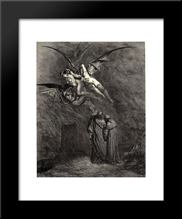 The Inferno, Canto 9 20x24 Black Modern Wood Framed Art Print Poster by Dore, Gustave