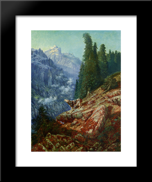 The Lost Cow 20x24 Black Modern Wood Framed Art Print Poster by Dore, Gustave