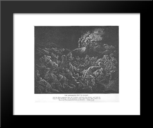 The Midianites Are Routed 20x24 Black Modern Wood Framed Art Print Poster by Dore, Gustave