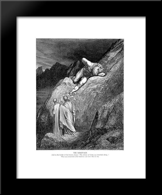 The Minataur 20x24 Black Modern Wood Framed Art Print Poster by Dore, Gustave