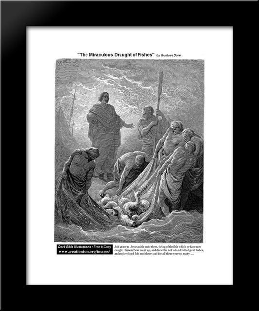 The Miraculous Draught Of Fishes 20x24 Black Modern Wood Framed Art Print Poster by Dore, Gustave