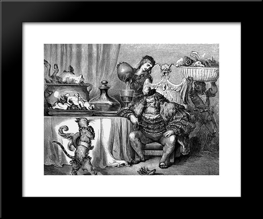The Ogre Received Him As Civilly As An Ogre Can 20x24 Black Modern Wood Framed Art Print Poster by Dore, Gustave