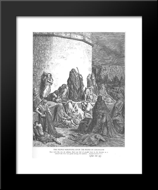 The People Mourning Over The Ruins Of Jerusalem, Lamentations 11-2 20x24 Black Modern Wood Framed Art Print Poster by Dore, Gustave
