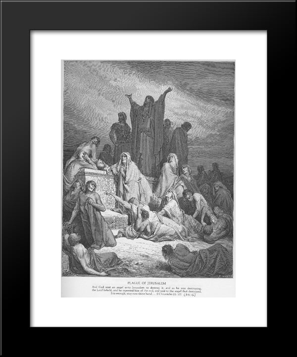 The Plague Of Jerusalem 20x24 Black Modern Wood Framed Art Print Poster by Dore, Gustave