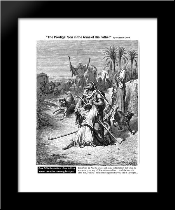 The Prodigal Son In The Arms Of His Father 20x24 Black Modern Wood Framed Art Print Poster by Dore, Gustave